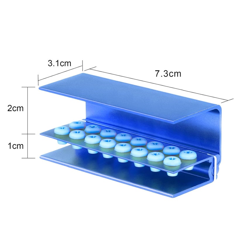EustomA 16 Holes Burs Holder 4 pcs Block Case High Temperature Sterilizable Autoclavable Burs Holder Box (Blue) - Image 3